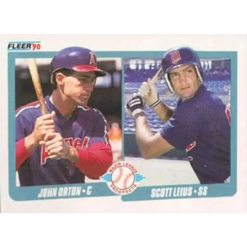 1990 Fleer #647 John Orton/Scott Leius NM-MT RC Rookie California Angels/Minnesota Twins Baseball Card - Baseball Card