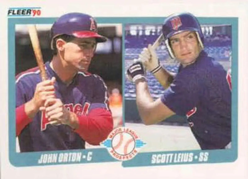 1990 Fleer #647 John Orton/Scott Leius NM-MT RC Rookie California Angels/Minnesota Twins Baseball Card - Baseball Card