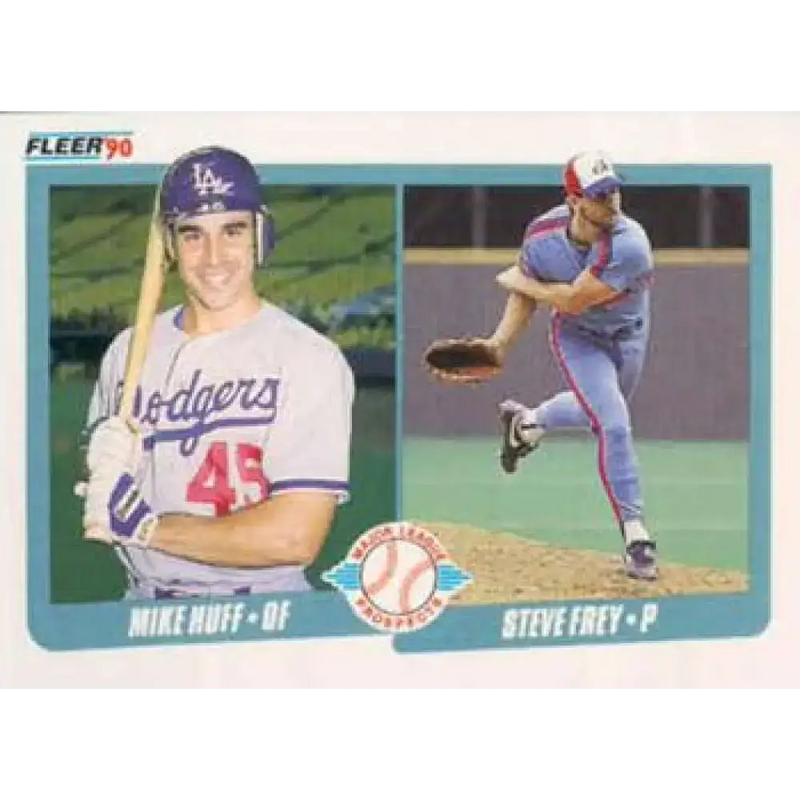 1990 Fleer #649 Mike Huff/Steve Frey NM-MT RC Rookie Los Angeles Dodgers/Montreal Expos Baseball Card - Baseball Card