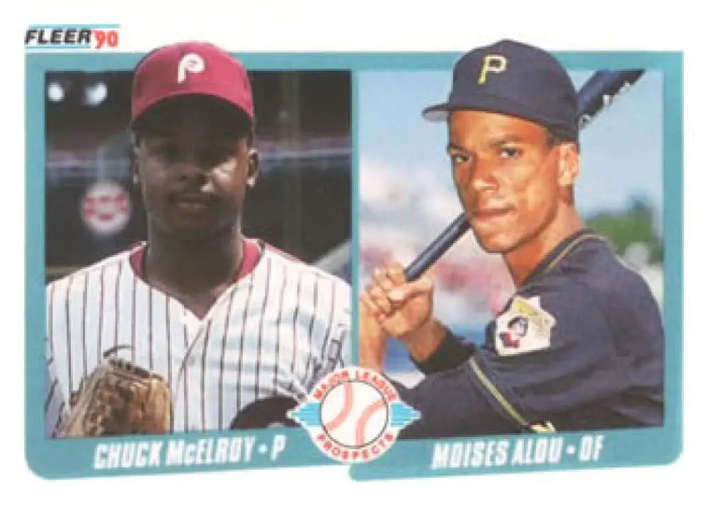 1990 Fleer #650 Chuck McElroy/Moises Alou NM-MT RC Rookie Pittsburgh Pirates/Philadelphia Phillies Baseball Card