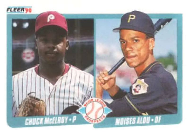 1990 Fleer #650 Chuck McElroy/Moises Alou NM-MT RC Rookie Pittsburgh Pirates/Philadelphia Phillies Baseball Card
