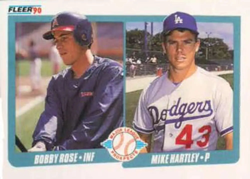 1990 Fleer #651 Bobby Rose/Mike Hartley NM-MT RC Rookie California Angels/Los Angeles Dodgers Baseball Card - Baseball