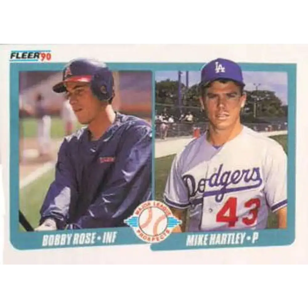1990 Fleer #651 Bobby Rose/Mike Hartley NM-MT RC Rookie California Angels/Los Angeles Dodgers Baseball Card - Baseball