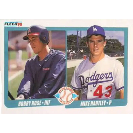 1990 Fleer #651 Bobby Rose/Mike Hartley NM-MT RC Rookie California Angels/Los Angeles Dodgers Baseball Card - Baseball