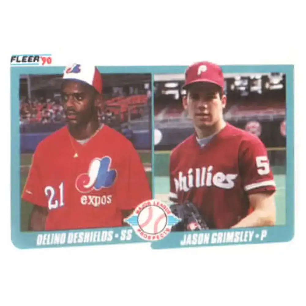 1990 Fleer #653 Delino DeShields/Jason Grimsley NM-MT RC Rookie Philadelphia Phillies/Montreal Expos Baseball Card
