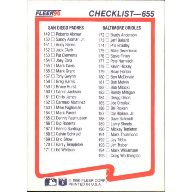 1990 Fleer #655 Royals/Angels-Padres/Orioles CL NM-MT Kansas City Royals/California Angels/San Diego Padres/Baltimore