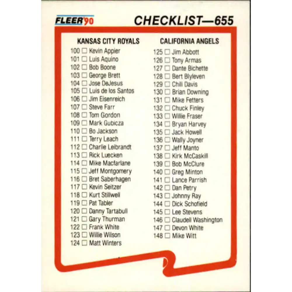 1990 Fleer #655 Royals/Angels-Padres/Orioles CL NM-MT Kansas City Royals/California Angels/San Diego Padres/Baltimore