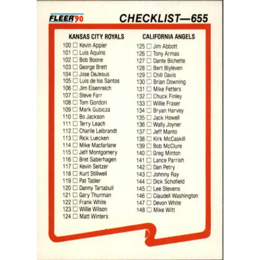 1990 Fleer #655 Royals/Angels-Padres/Orioles CL NM-MT Kansas City Royals/California Angels/San Diego Padres/Baltimore