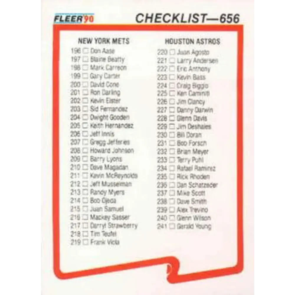 1990 Fleer #656 Mets/Astros-Cards/Red Sox CL NM-MT New York Mets/Houston Astros/St. Louis Cardinals/Boston Red Sox