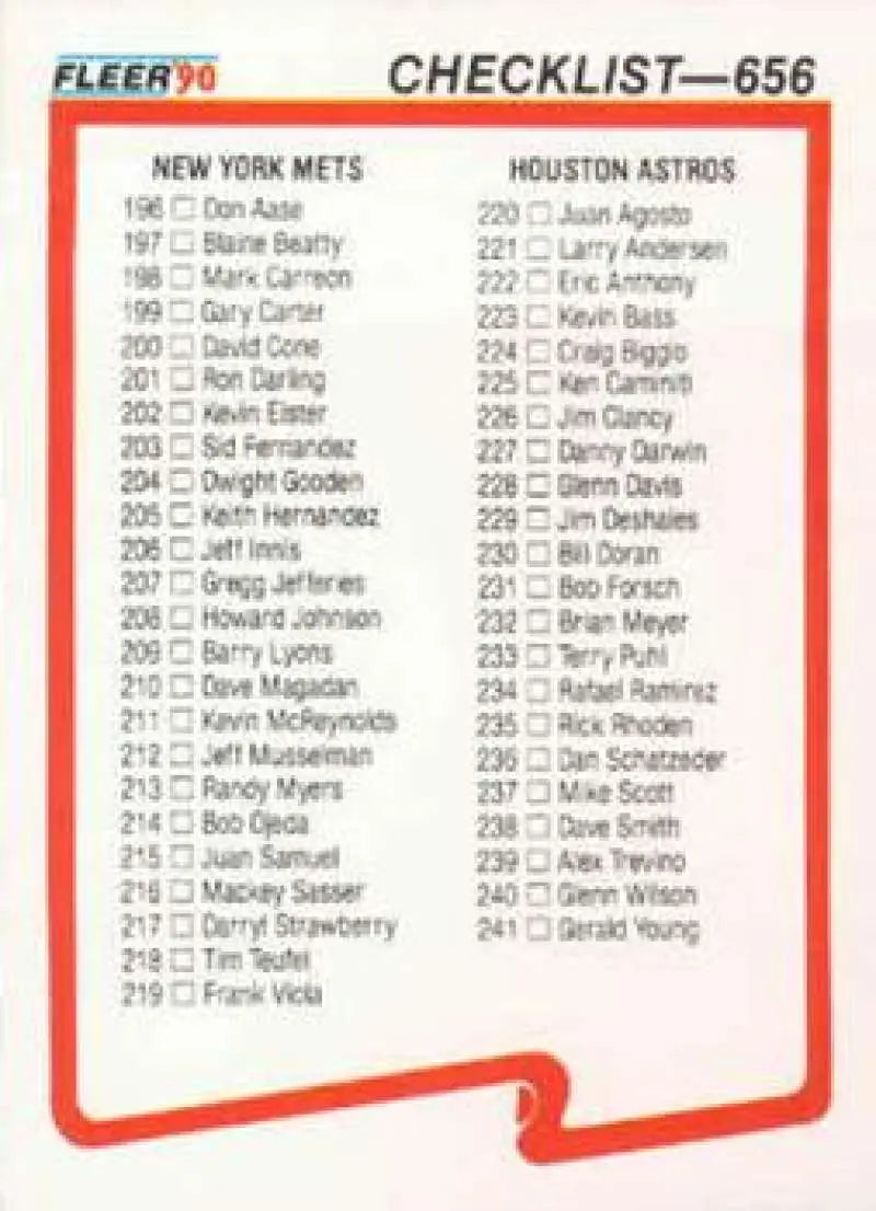1990 Fleer #656 Mets/Astros-Cards/Red Sox NM-MT New York Mets/Houston Astros/St. Louis Cardinals/Boston Red Sox
