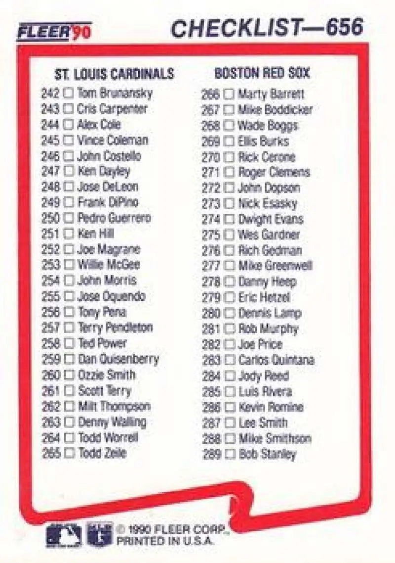 1990 Fleer #656 Mets/Astros-Cards/Red Sox NM-MT New York Mets/Houston Astros/St. Louis Cardinals/Boston Red Sox