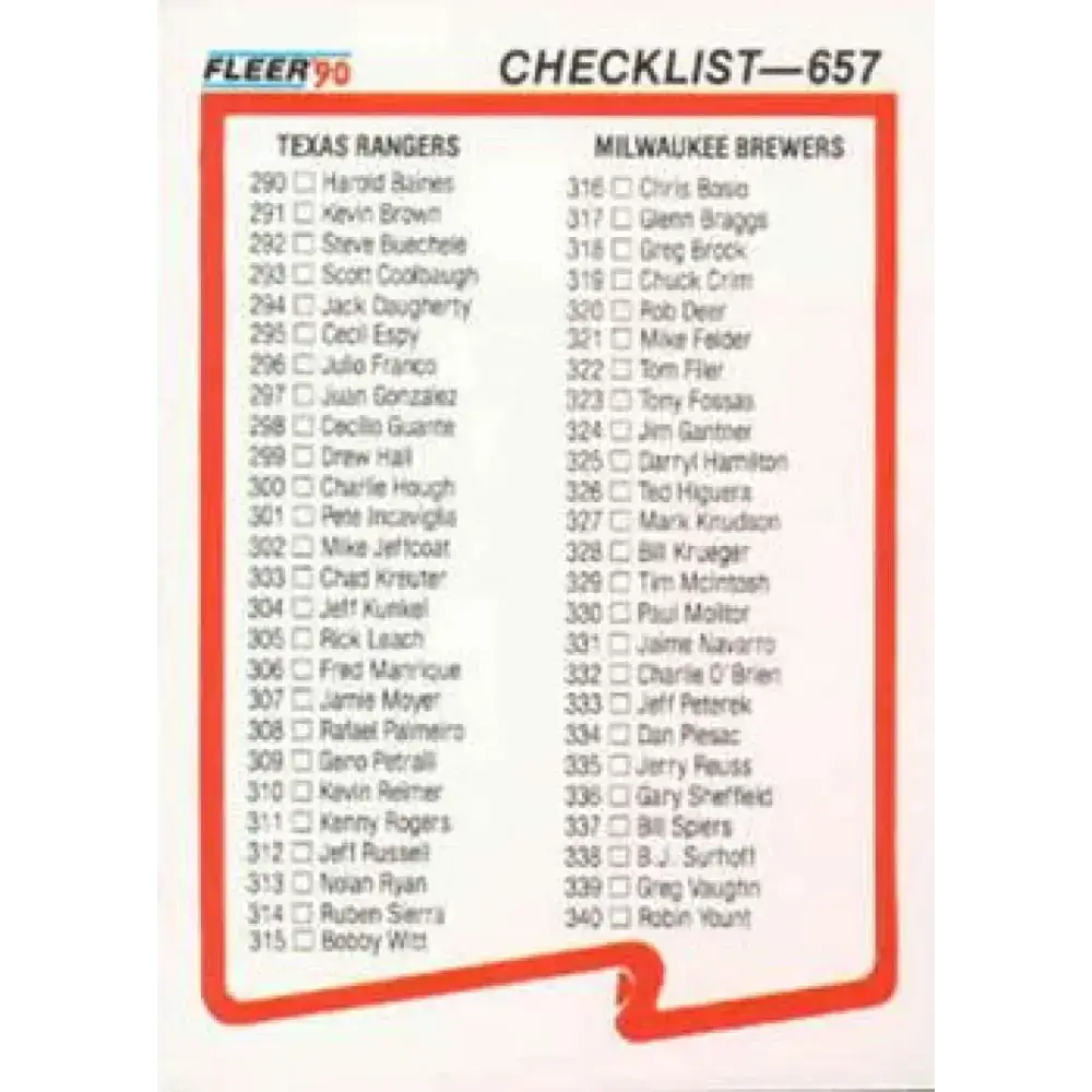 1990 Fleer #657 Rangers/Brewers-Expos/Twins CL NM-MT Texas Rangers/Milwaukee Brewers/Montreal Expos/Minnesota Twins