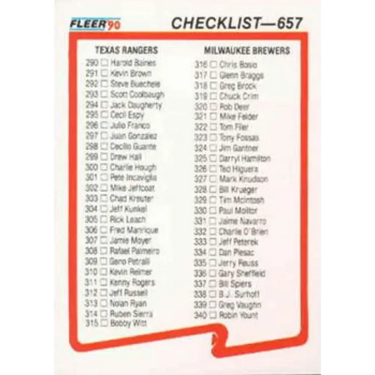 1990 Fleer #657 Rangers/Brewers-Expos/Twins CL NM-MT Texas Rangers/Milwaukee Brewers/Montreal Expos/Minnesota Twins