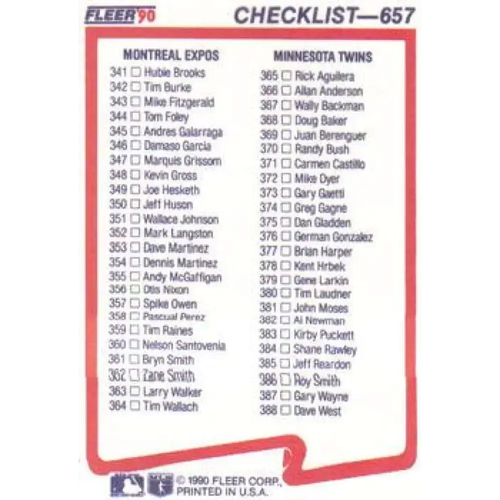 1990 Fleer #657 Rangers/Brewers-Expos/Twins CL NM-MT Texas Rangers/Milwaukee Brewers/Montreal Expos/Minnesota Twins