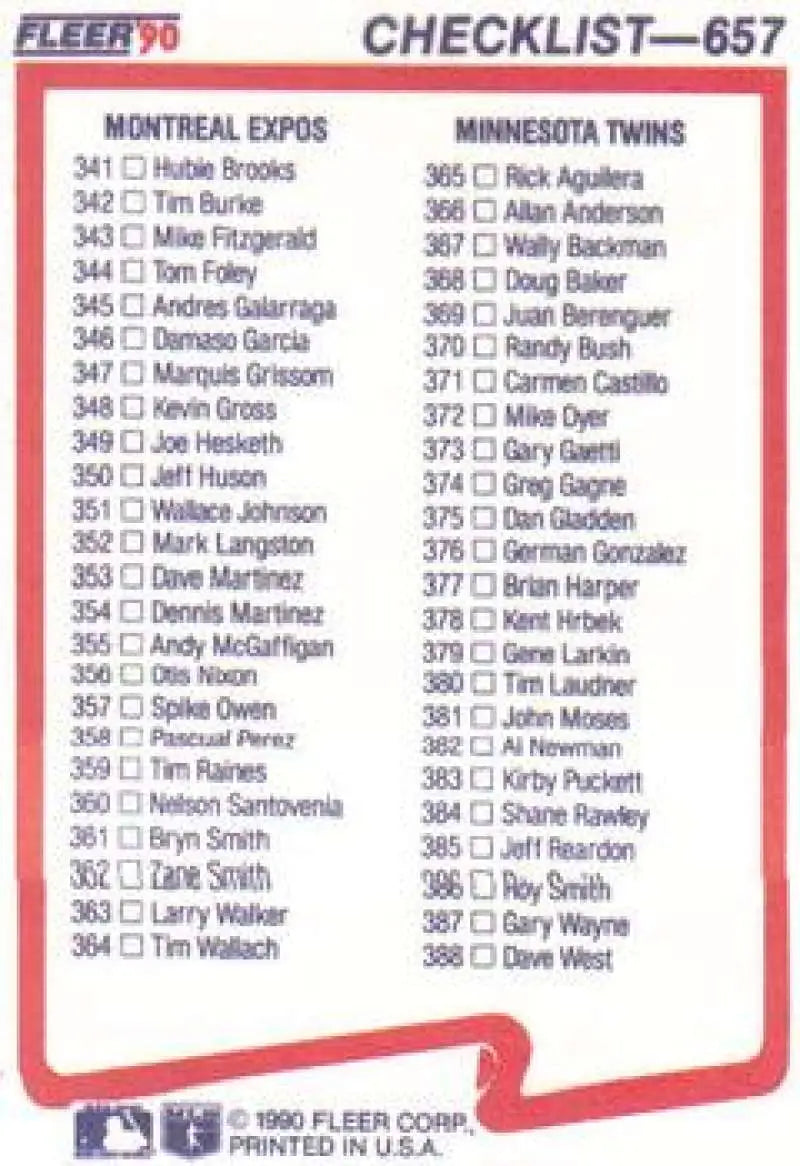 1990 Fleer #657 Rangers/Brewers-Expos/Twins NM-MT Texas Rangers/Milwaukee Brewers/Montreal Expos/Minnesota Twins