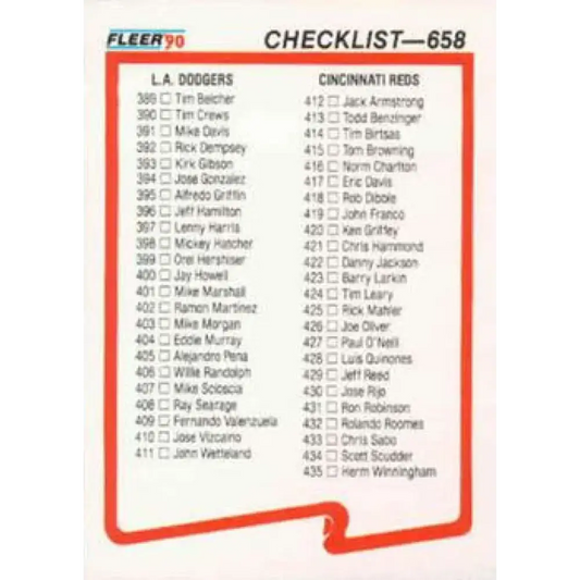 1990 Fleer #658 Dodgers/Reds-Yankees/Pirates CL NM-MT Los Angeles Dodgers/Cincinnati Reds/New York Yankees/Pittsburgh