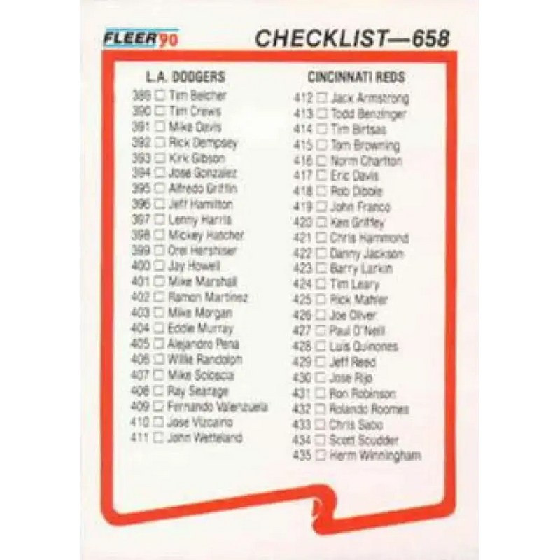 1990 Fleer #658 Dodgers/Reds-Yankees/Pirates CL NM-MT Los Angeles Dodgers/Cincinnati Reds/New York Yankees/Pittsburgh