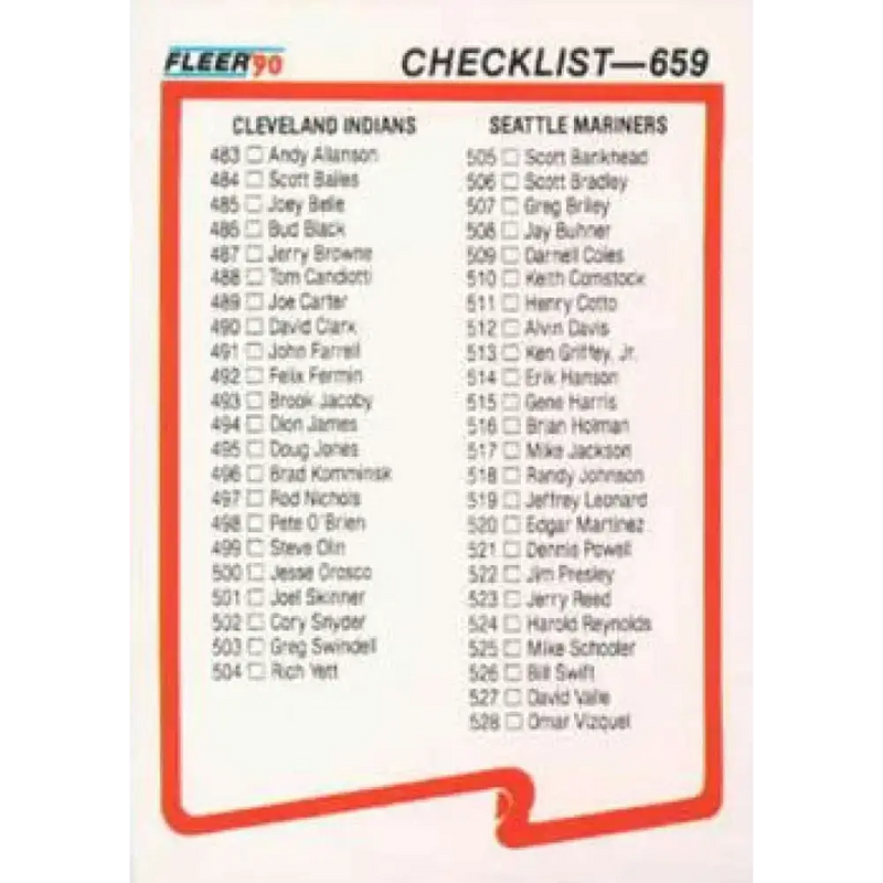 1990 Fleer #659 Indians/Mariners-White Sox/Phillies CL NM-MT Cleveland Indians/Seattle Mariners/Chicago White