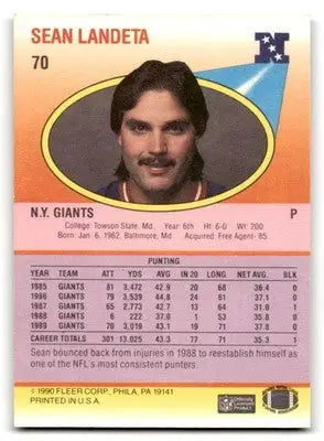 1990 Fleer #70 Sean Landeta - Football Card Single