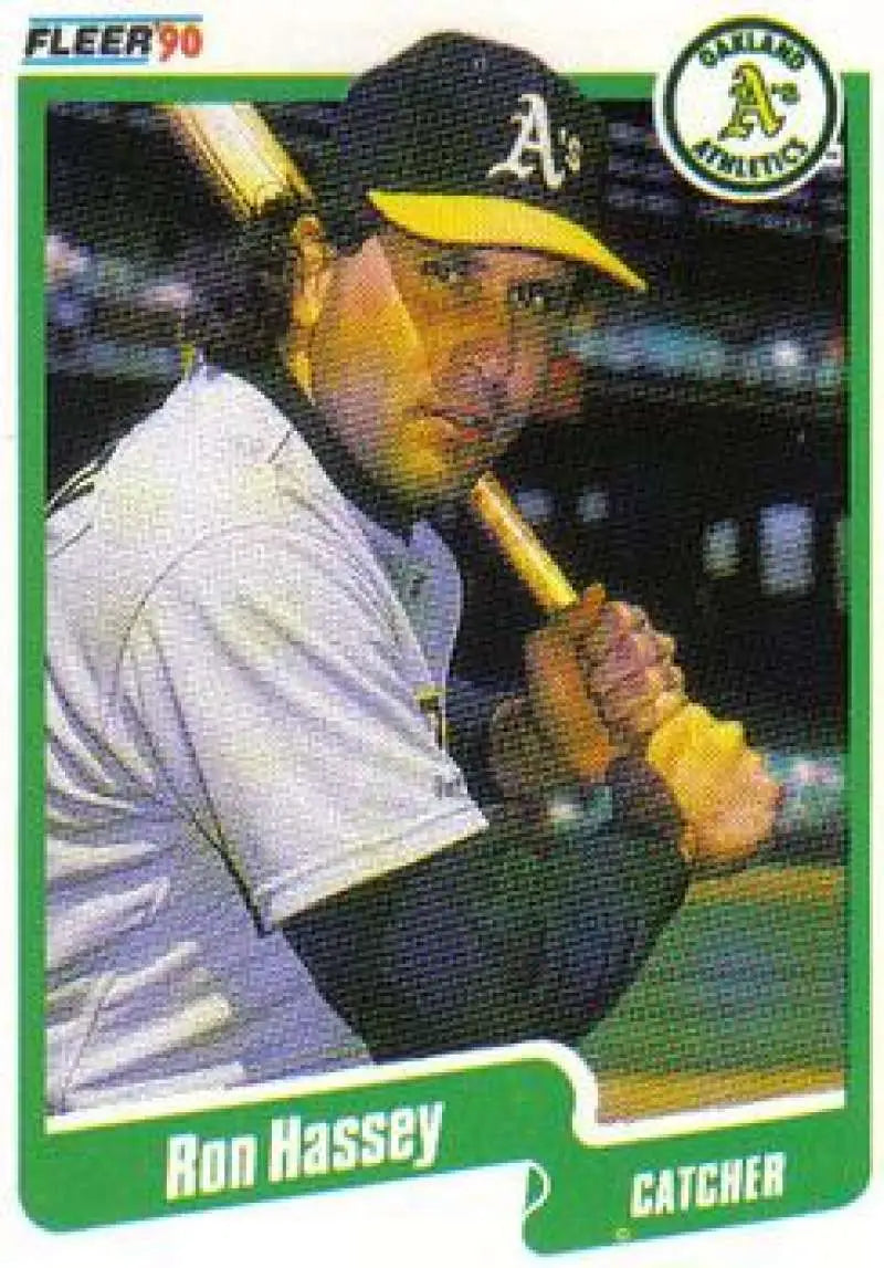 1990 Fleer #8 Ron Hassey NM-MT Oakland Athletics Baseball Card - Baseball Card Single