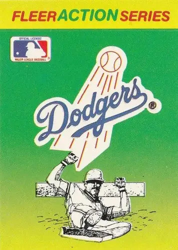 Vintage baseball card from the 1990 Fleer Action Series Team Stickers featuring Los Angeles Dodgers