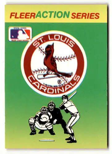 Original gloss baseball card from 1990 Fleer Action Series featuring St. Louis Cardinals