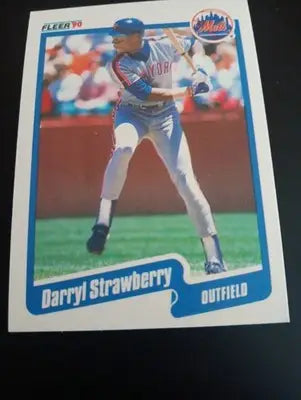 1990 Fleer - Darryl Strawberry #217. NY Mets. NRMT+ - Baseball Card Single