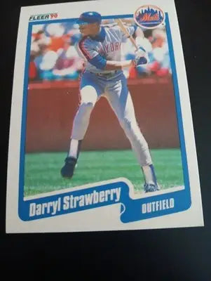 1990 Fleer - Darryl Strawberry #217. NY Mets. NRMT+ - Baseball Card Single