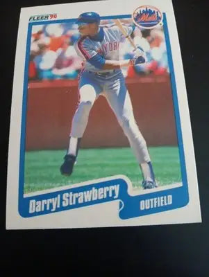 1990 Fleer - Darryl Strawberry #217. NY Mets. NRMT+ - Baseball Card Single