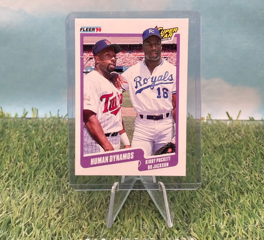 Kirby Puckett and Bo Jackson Baseball trading card from the 1990 Fleer Human Dynamos set