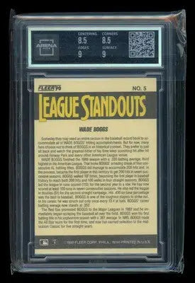 1990 Fleer League Standouts Wade Boggs #5 Baseball Arena Club 9 - Baseball Card Single