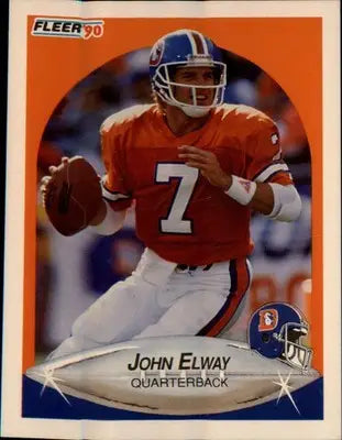 1990 Fleer Lower right star of AFC logo aligned with blue #21a John Elway - Football Card Single