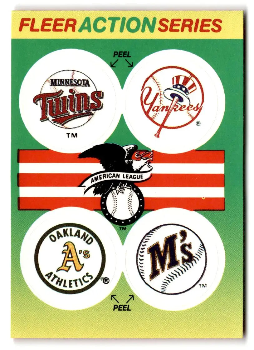 1990 Fleer #NNO Twins / Yankees / Athletics / Mariners Team Stickers - Baseball Card Single