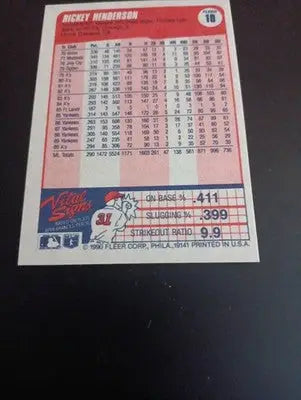 1990 Fleer - Rickey Henderson #10. Oakland Athletics. NRMT+ - Baseball Card Single