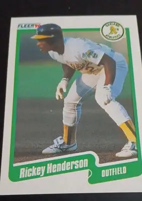 1990 Fleer - Rickey Henderson #10. Oakland Athletics. NRMT+ - Baseball Card Single