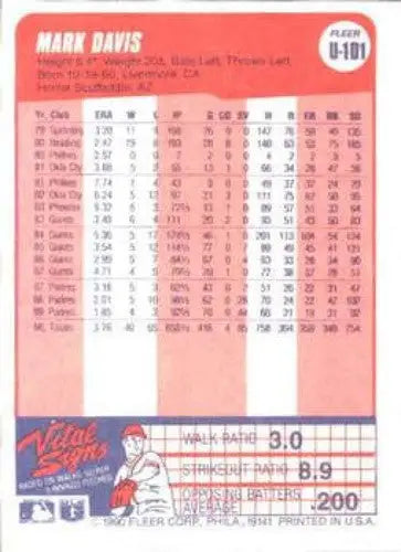 1990 Fleer Update #U-101 Mark Davis NM-MT Royals - Baseball Card Single