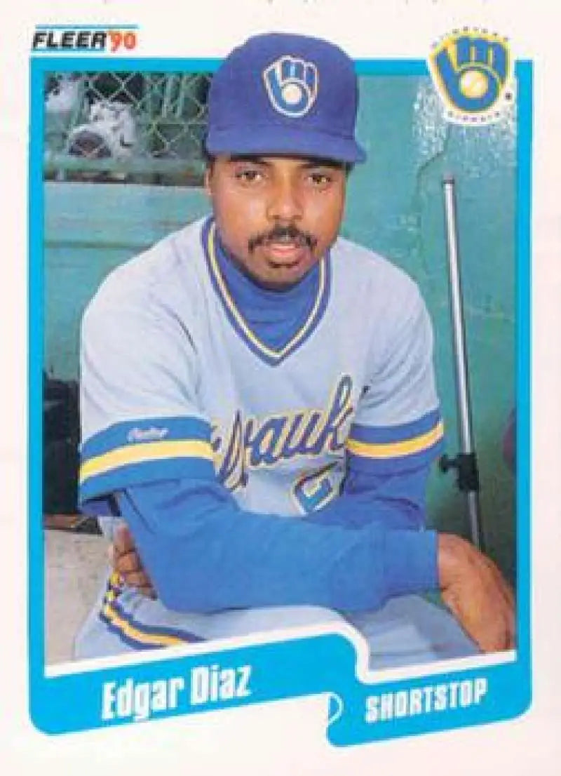 1990 Fleer Update #U-105 Edgar Diaz NM-MT RC Rookie Milwaukee Brewers Baseball Card - Baseball Card Single