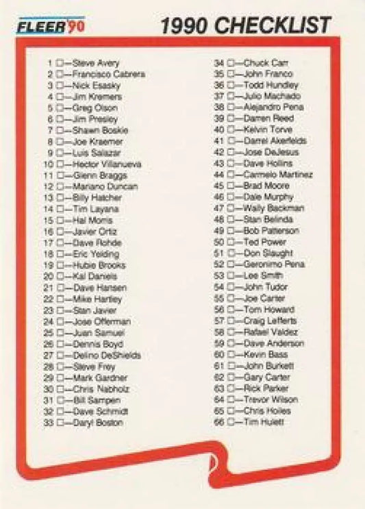 1990 Fleer Update #U-132 Checklist NM-MT Checklist Baseball Card - Baseball Card Single