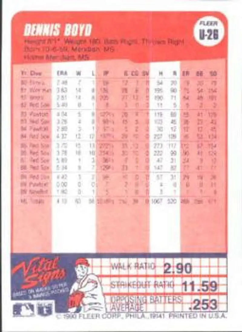 1990 Fleer Update #U-26 Oil Can Boyd NM-MT Montreal Expos Baseball Card - Baseball Card Single