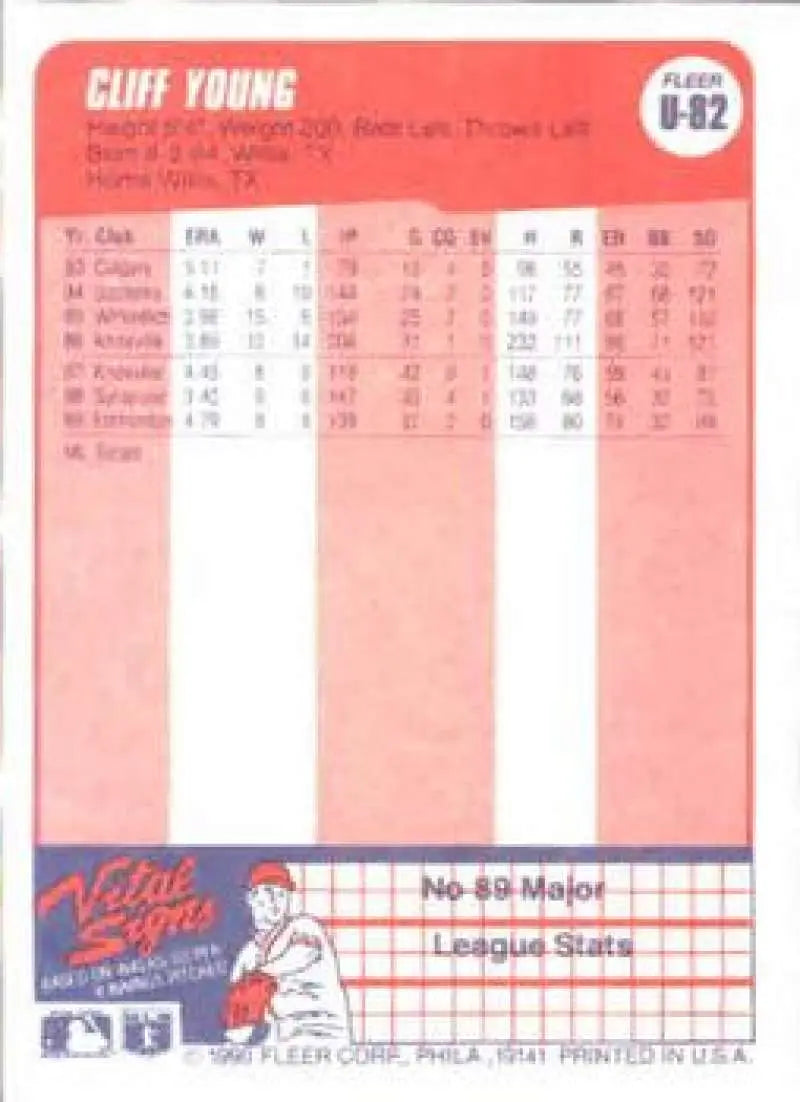 1990 Fleer Update #U-82 Cliff Young NM-MT RC Rookie California Angels Baseball Card - Baseball Card Single