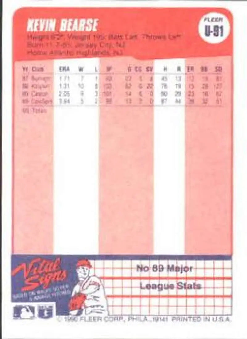 1990 Fleer Update #U-91 Kevin Bearse NM-MT RC Rookie Cleveland Indians Baseball Card - Baseball Card Single