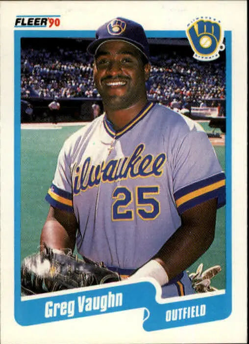 1990 Greg Vaughn Fleer Baseball Card #339 - Baseball Card Single