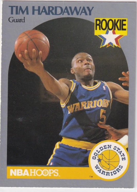 1990 HOOPS #113 TIM HARDAWAY ROOKIE- GOLDEN STATE WARRIORS - Basketball Card Single