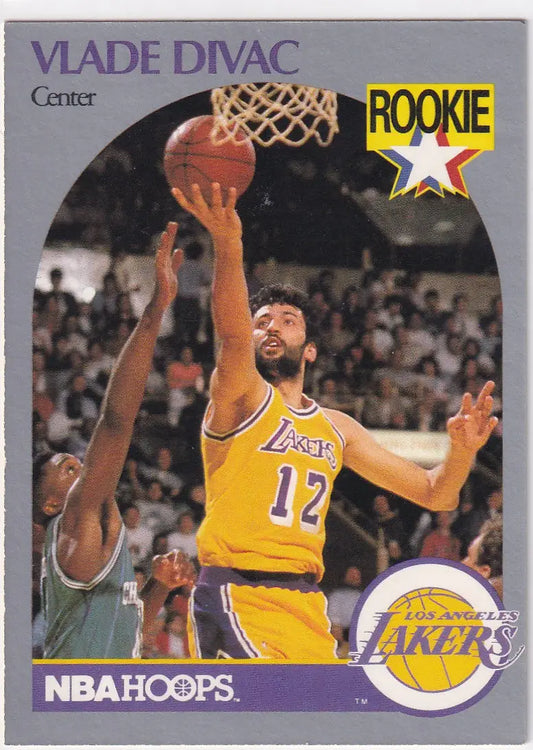 1990 HOOPS #154 VLADE DIVAC ROOKIE- LOS ANGELES LAKERS - Basketball Card Single