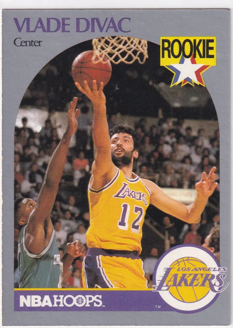 1990 HOOPS #154 VLADE DIVAC ROOKIE- LOS ANGELES LAKERS - Basketball Card Single