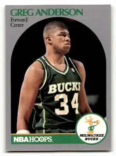 1990 Hoops #173 Greg Anderson Milwaukee Bucks Basketball Cards NM Ne ID:55663 - Basketball Card Single