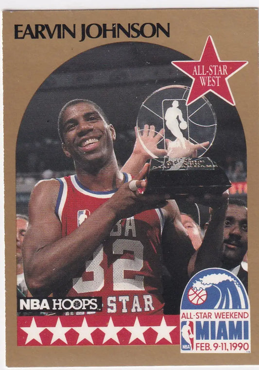 1990 HOOPS #18 MAGIC JOHNSON ALL STAR- LOS ANGELES LAKERS - Basketball Card Single