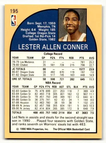 1990 Hoops #195 Lester Conner New Jersey Nets Basketball Cards NM Ne ID:55682 - Basketball Card Single