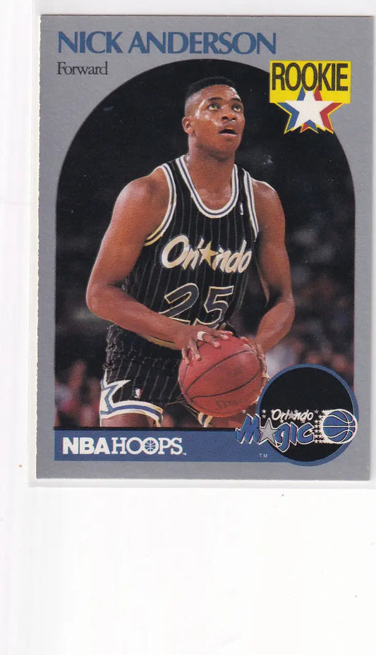 1990 HOOPS #214 NICK ANDERSON ROOKIE- ORLANDO MAGIC - Basketball Card Single