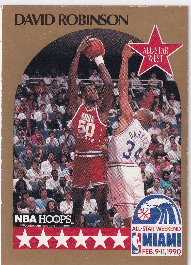 1990 HOOPS #24 DAVID ROBINSON ALL STAR WEST- SAN ANTONIO SPURS - Basketball Card Single